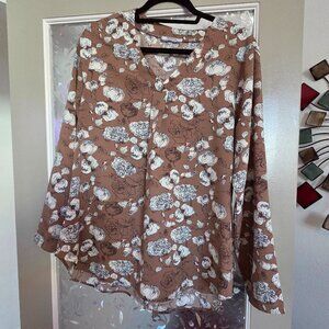 Brown blouse with rollup sleeves - size L